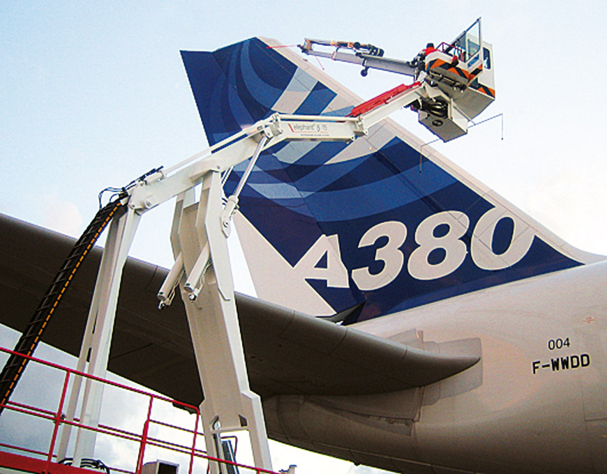Airbus A380 tail with the number 